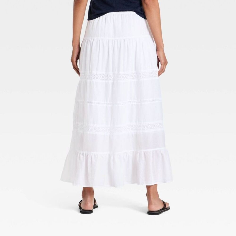 Women's Lace Maxi Full Skirt - Universal Thread White L - Picture 2 of 4